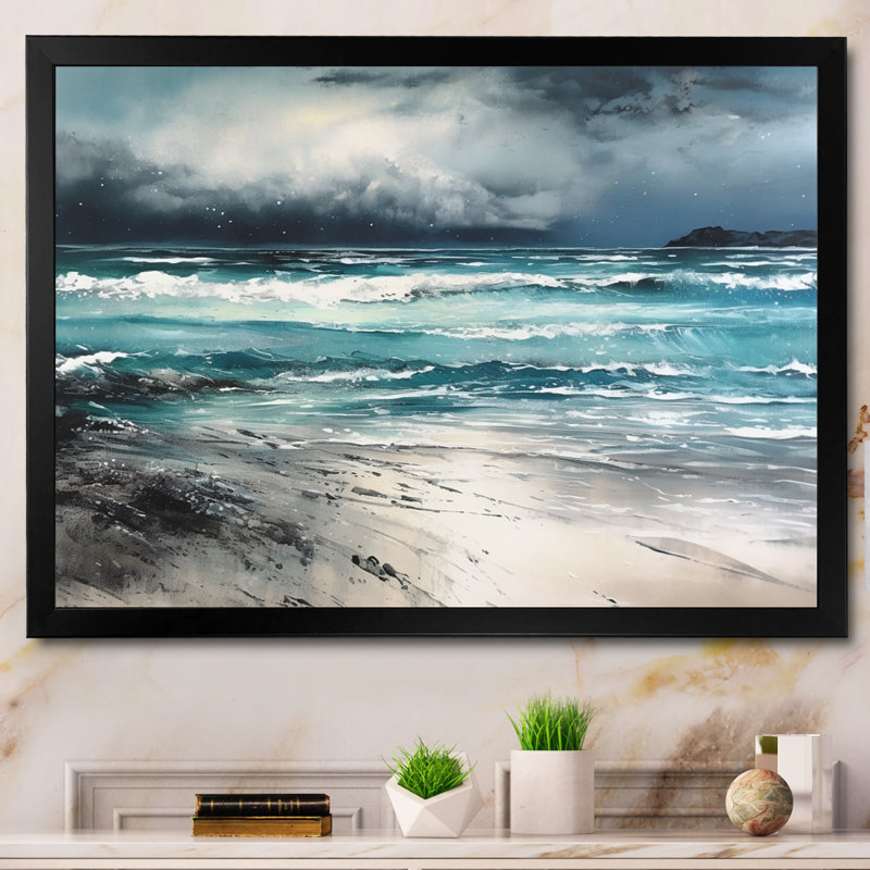 «Ocean's Embrace IV», reproduction d'art sur toile, Cadre photo noir, H 12 po x l 20 po x P 1 po