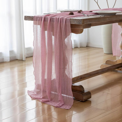 Chemin de table 3 pièces 120 pouces Dusty Rose Pour le mariage, fête de fiançailles, fête de fiançailles, fête de fiançailles, décoration de maison rustique 10 pi