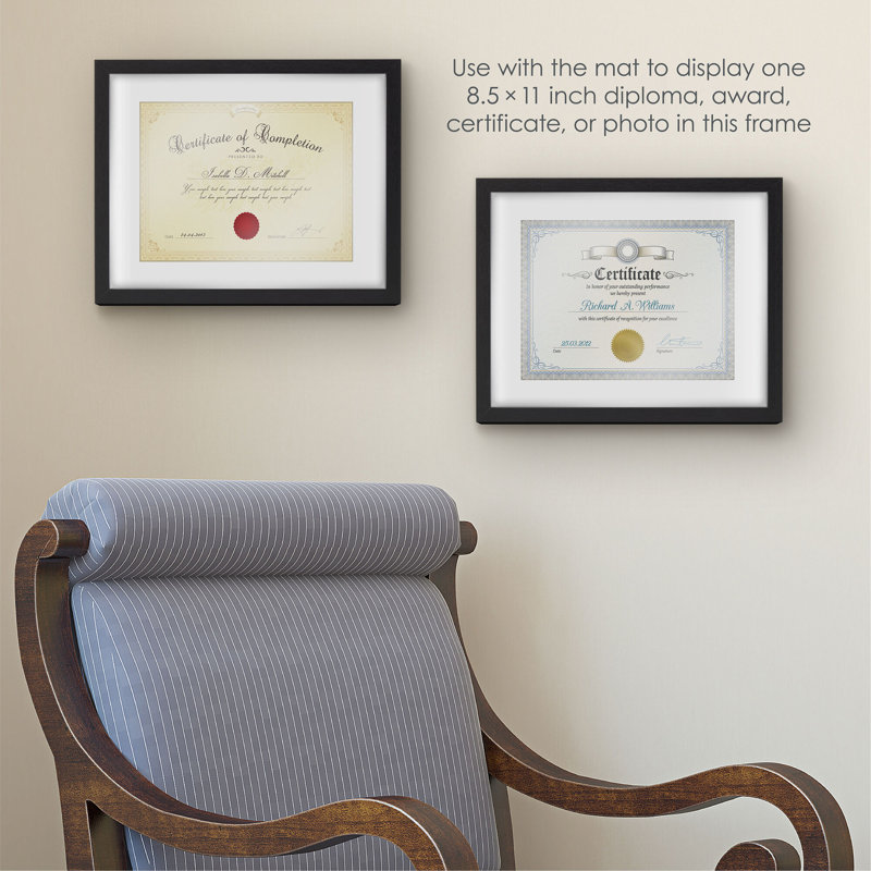 Classic Black Wood Wall Document Frame Set for Certificates