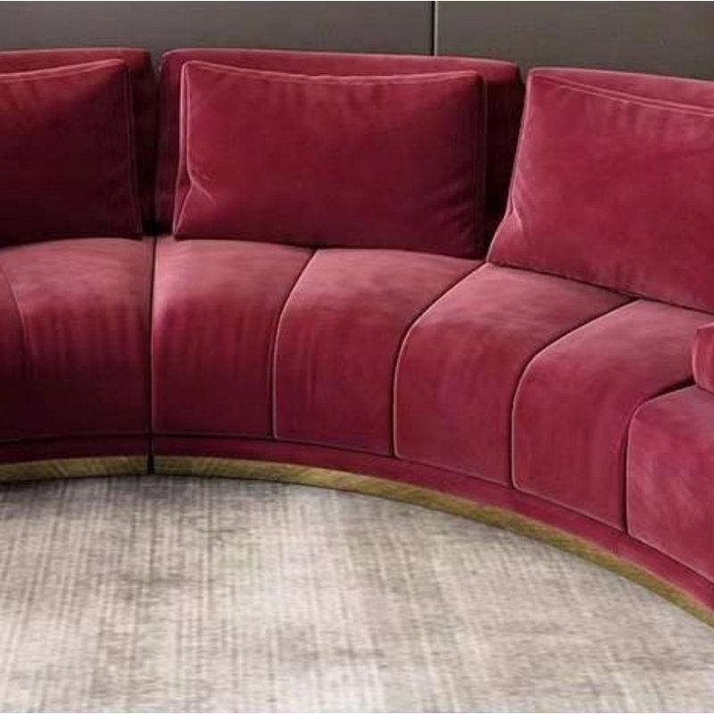 Canapé simple et créatif, Tissu rouge vin, H 29,53 po x l 137,8 po x P 35,43 po