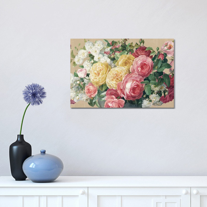 Antique Roses in Zoom 1 Piece Wall Art on Canvas, 30.48 cm H x 45.72 cm W, Wrapped Canvas