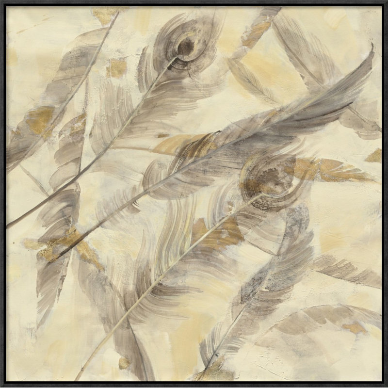 " Falling Feathers " by Albena Hristova, 18" H x 18" W, Wrapped Canvas, No Mat