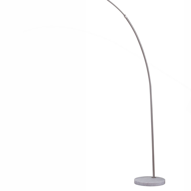 Lampe sur pied en métal 86 "Bowery", Argent brossé, Blanc