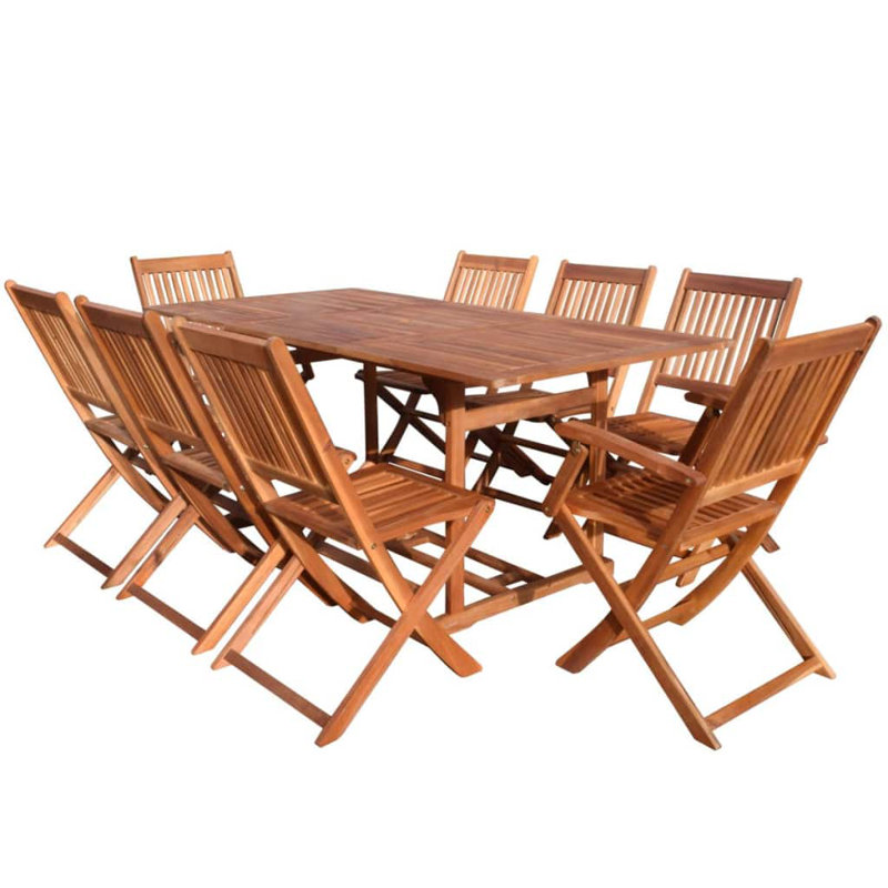 Patchway 8 - Person Acacia Wood Patio Dining Set with Rectangular Table