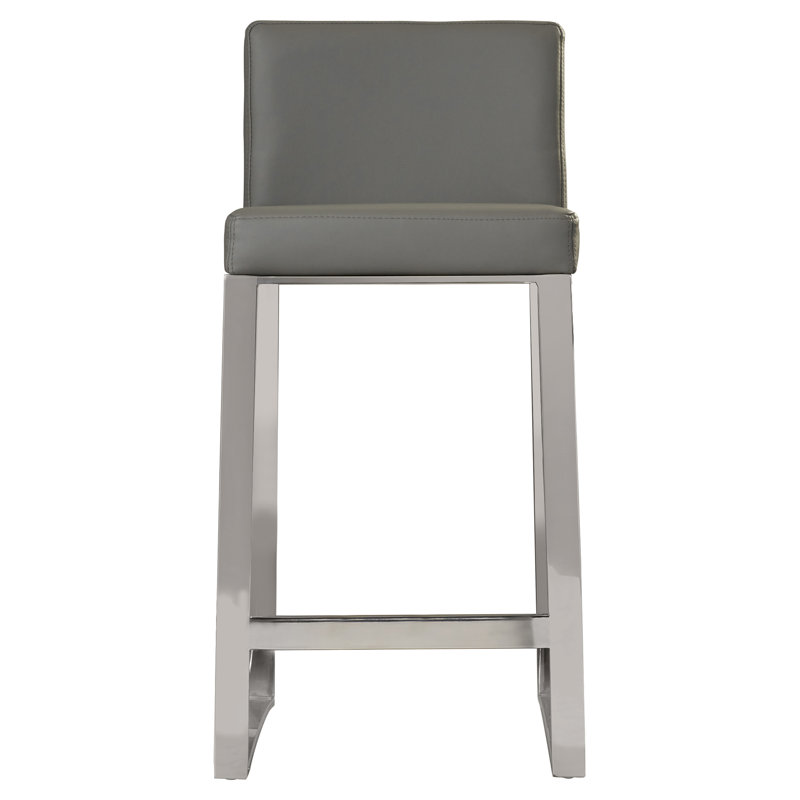 Bridlington Upholstered Stool with Metal Frame, White Faux Leather, Counter Stool (26" Seat Height)