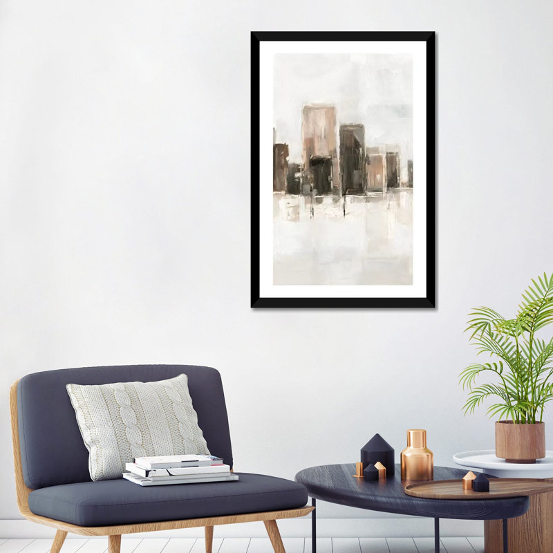 «Metropolitan Vista I» par Ethan Harper - reproduction d'art, Blanc, H 32 po x l 24 po x P 1 po, Papier encadré noir