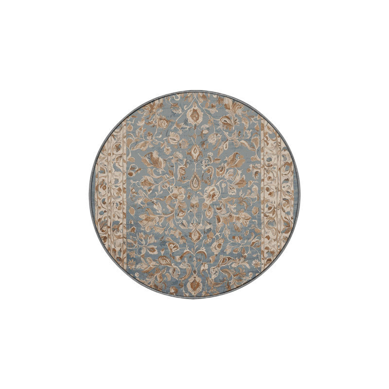 Machine Washable Gray Area Rug, Round 8'