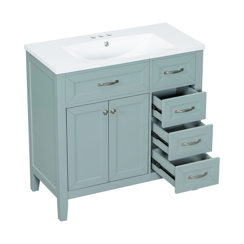 Meuble-lavabo de salle de bain avec lavabo, Vert