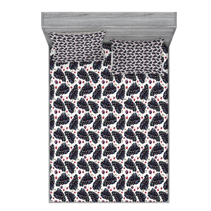 Ensemble de draps Nature Fresh Fruit, Ensemble de drap pour grand lit avec drap-housse
