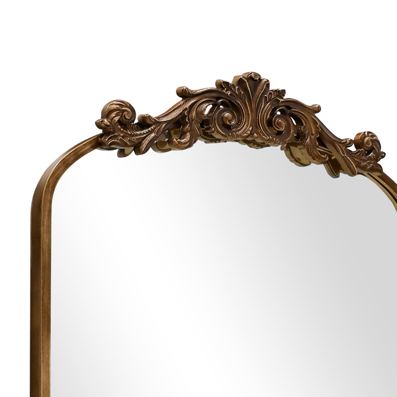 Miroir mural arqué en métal de style baroque, miroir décoratif, 24 po x 36 po , Bronze Antique