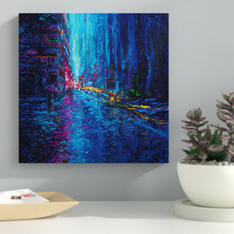 "iris scott-cascade street" , reproduction d’art sur toile tendue, H 18 po x l 18 po x P 1,5 po, Toile avec cadre noir