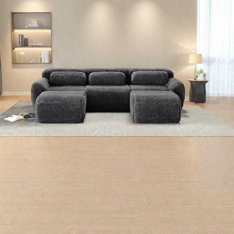 Canapés modulaires modernes en forme de U, tissu moelleux, conception antidérapante pour le cinéma maison