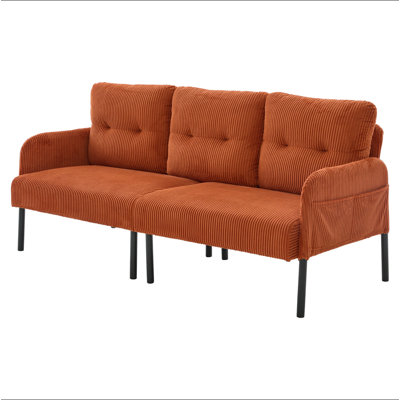 Causeuse surdimensionnée, canapé à deux places moderne et moelleux, canapé rembourré en velours côtelé, canapé de chambre confortable avec pieds en métal et poches latérales, idéal pour le salon, la chambre à coucher, un dortoir, un appartement
