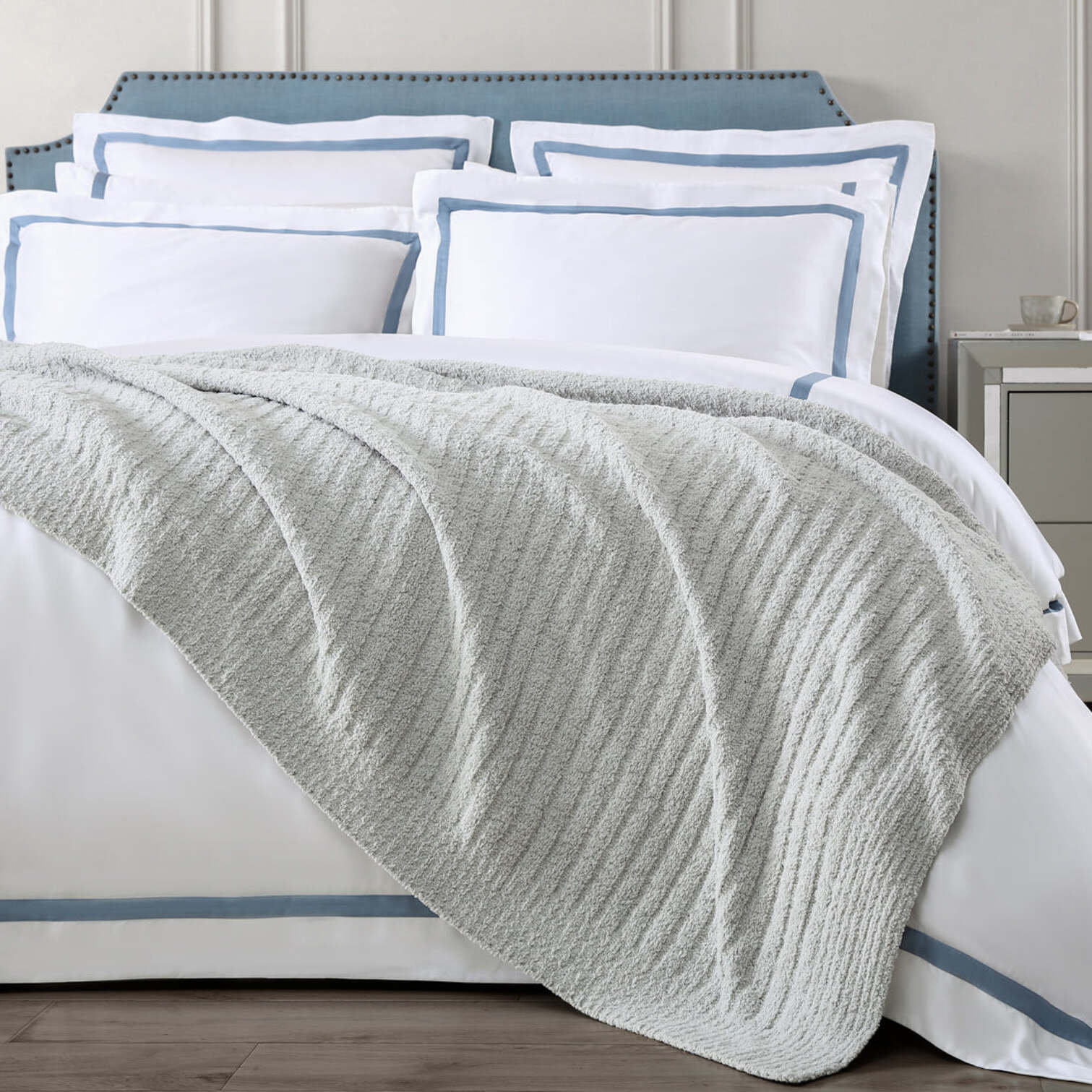 Ribbed Throw Blanket, Cloud Gray