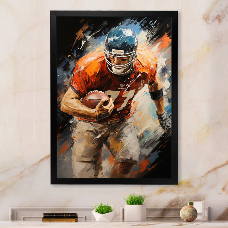 «Football Gridiron Rhythms I - Sports», reproduction sur toile, Cadre photo noir, H 20 po x l 12 po x P 1 po