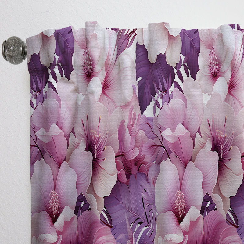 Orchid Dream Tropical Pattern III Blackout Single Curtain Panel, 52" W x 108" L