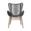 Chaise de patio d'extérieur en bois d'eucalyptus clair et corde gris anthracite