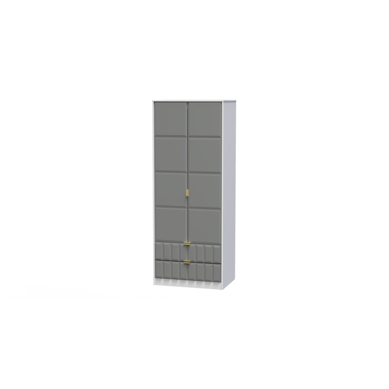Fully Assembled 3 Door Wardrobe, 197cm H x 74cm W x 53cm D, Shadow Matt/White
