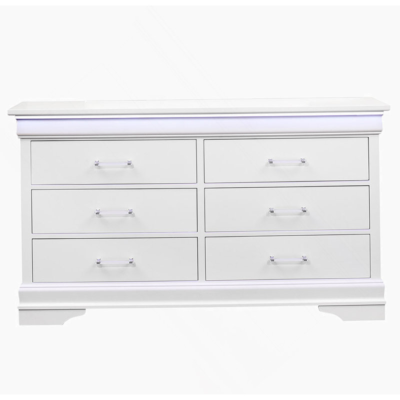 Commode horizontale en bois manufacturé avec 6 tiroirs