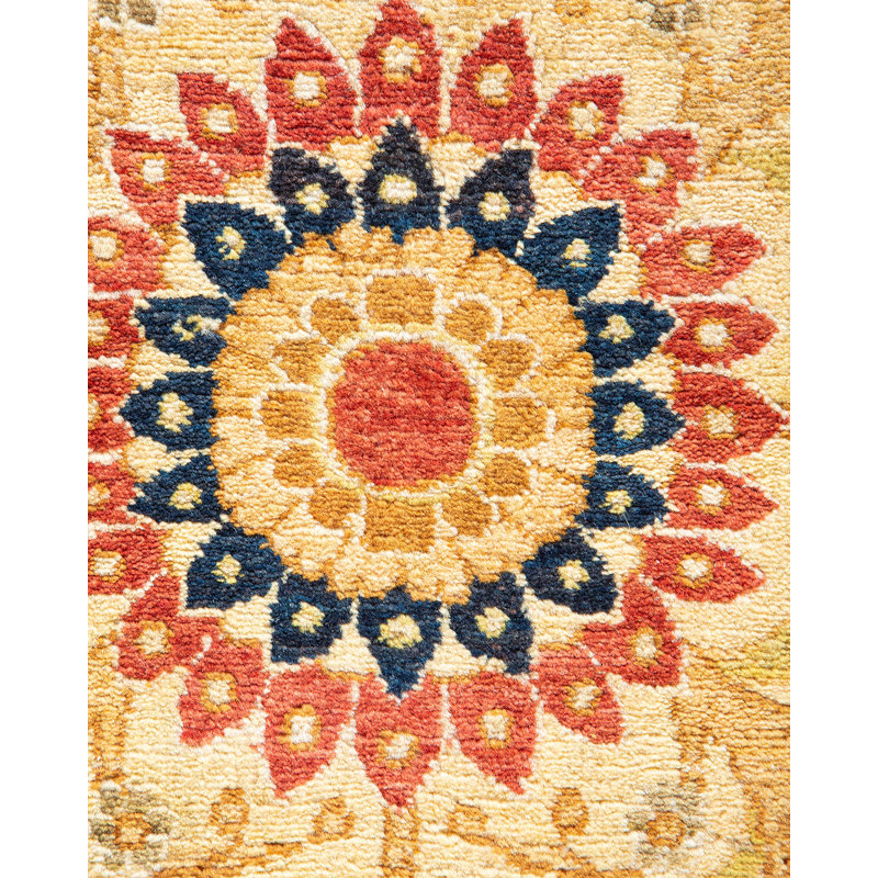 Tapis orange / rouille en laine noué à la main de conception unique 8 pi x 9 pi 10 po Keenan