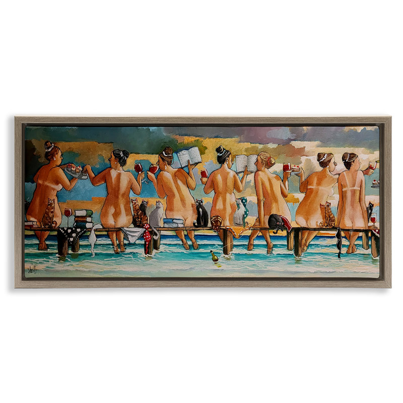 Cadre flottant pour vin, livres et chats, conception par Ronald West, Cadre flottant orme Montalcino, H 14 po x l 31 po
