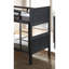 Lit simple superposé au-dessus de style transitionnel avec bois franc massif brun anthracite réversible, conception à lattes, tête de lit à panneaux et joint, bois franc de décoration de chambre à coucher avec brun et transformation en insert