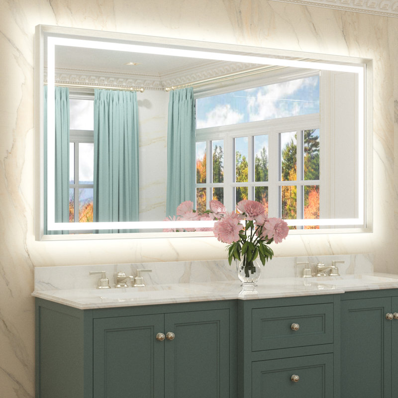 Miroir de salle de bain Dineen, 72 po x 36 po, Nickel brossé