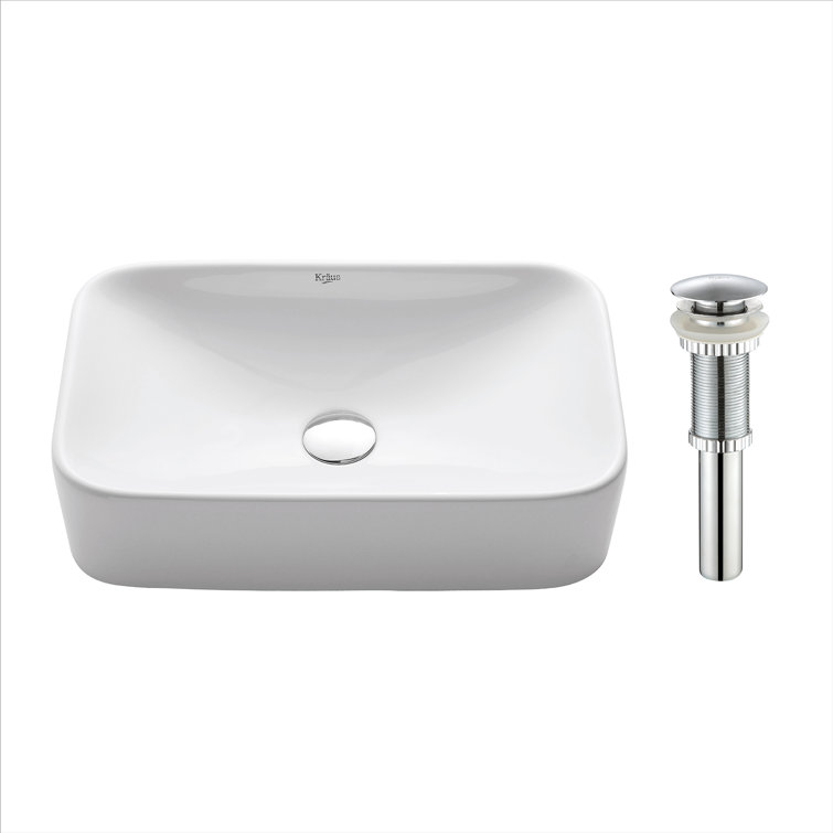 Ceramic Ceramic Rectangular Vessel Bathroom Sink