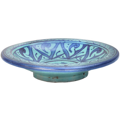 Plaque de céramique marocaine bleue et turquoise de la fin du 19e siècle avec motif andalou