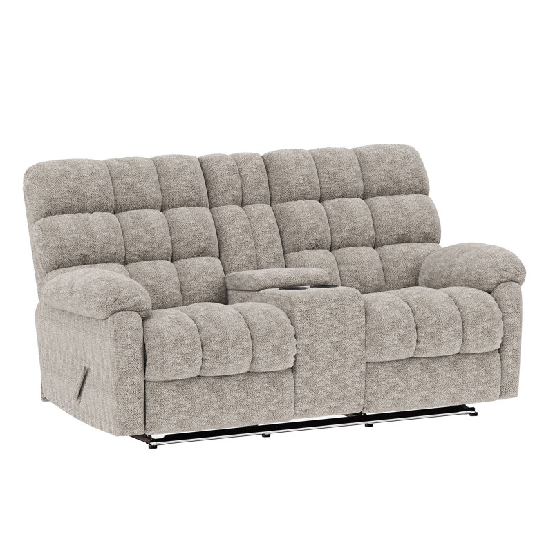 Causeuse double inclinable avec console, chenille beige, Beige