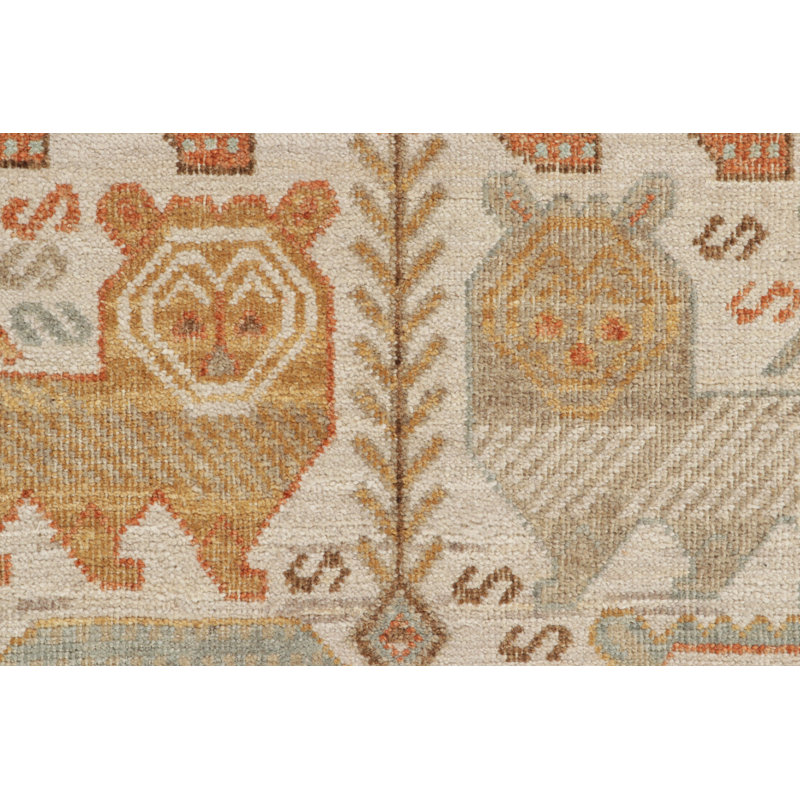 Rug & Kilim’S Tribal Rug In Beige-Brown, Blue And Red Pictorials, Rectangle 4' x 6'