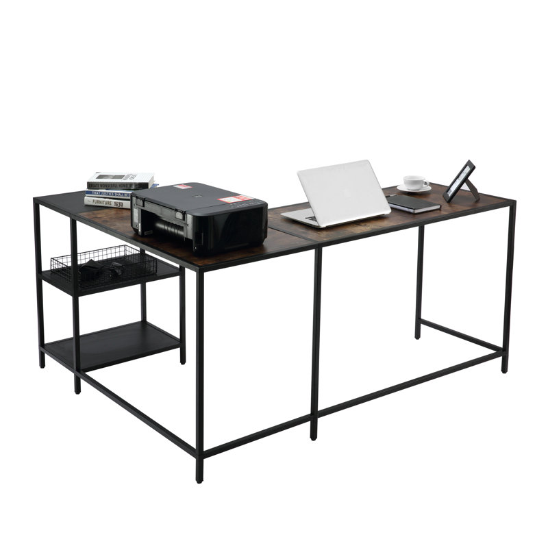L-Shaped Metal Base Writing Desk