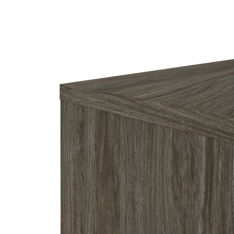 Bureau en forme de L réversible avec huche à tablette simple 72 W Opérle, Noyer gris