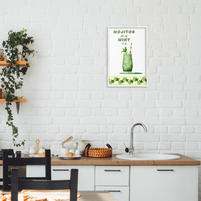 «Mojito & Me Mint To Be», giclée par Brett Blumenthal, H 18 po x l 12 po, Estampe numérique encadrée blanc bord de mer