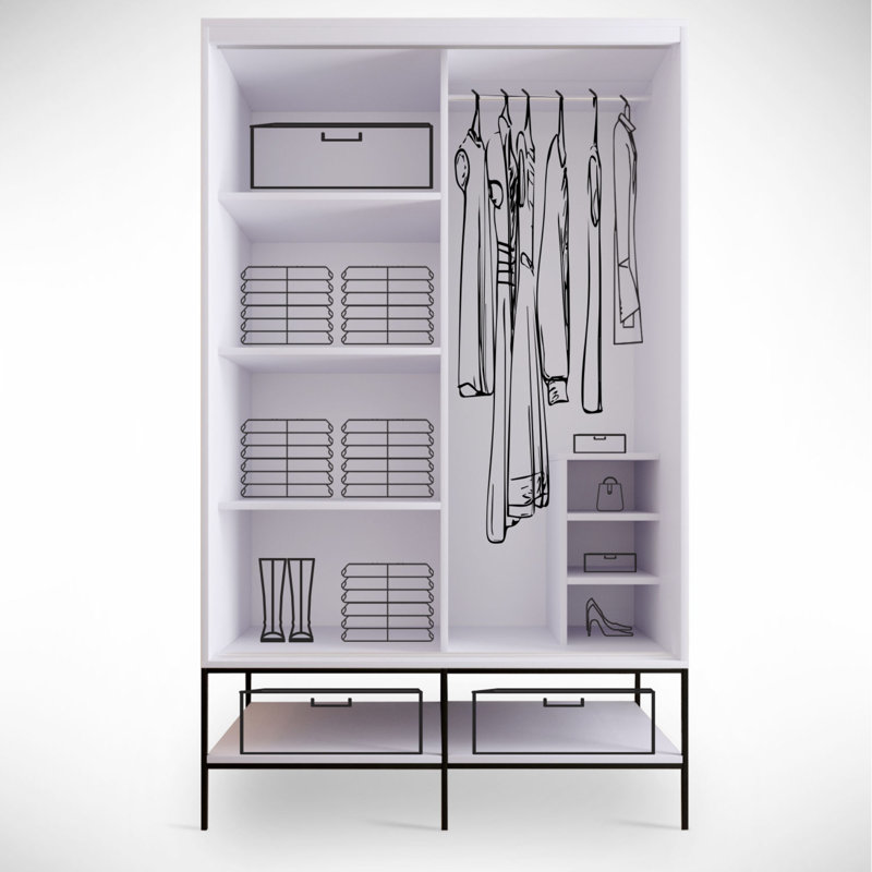 Calidia 2 Door Manufactured Wood Wardrobe, 200cm H x 120cm W x 57cm D