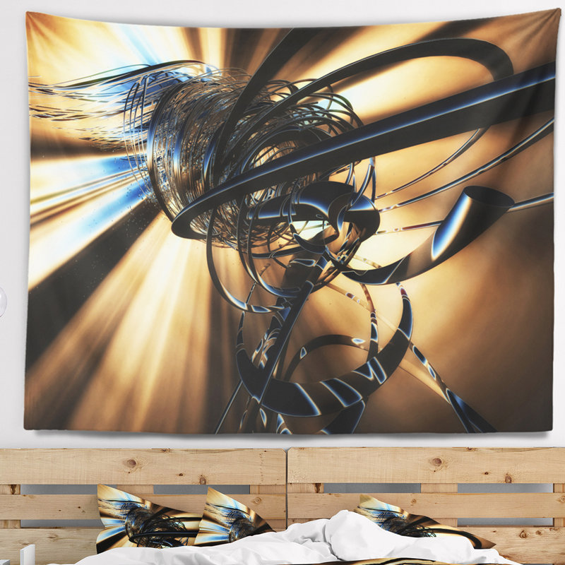 Tapisserie en polyester fractal 3d avec accessoires suspendus inclus, H 32 po x l 39 po