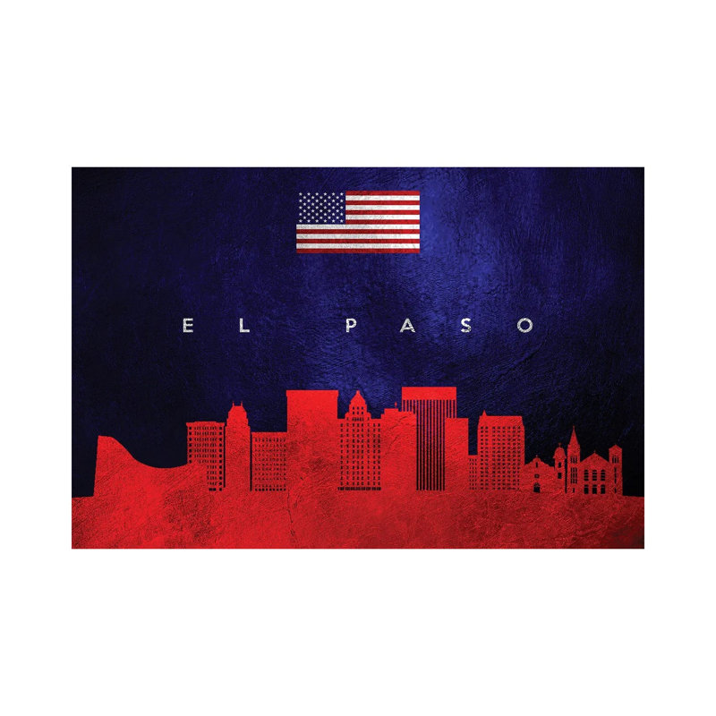 El Paso Texas Skyline 1 Piece Wrapped Canvas Wall Art, 20.32 cm H x 30.48 cm W