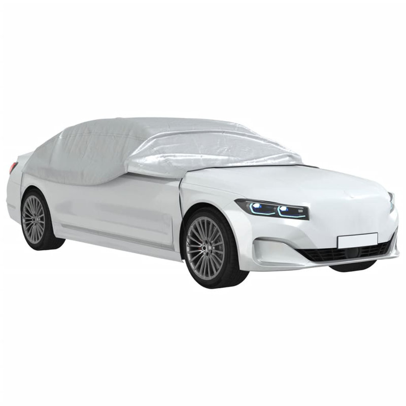 Vidaxl Half Car Cover With Hooks Silver, 25.2" H x 115" W x 63.8" D