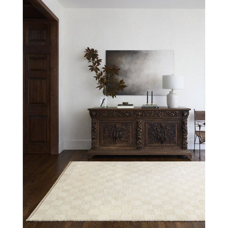 Davey Wool Checkered Area Rug, Rectangle 10' x 14'