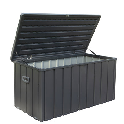 Lockable Deck Box 100 Gallon - Waterproof, Stores Patio Cushions & Beach Items Dark Gray Storage Waterproof For Gear
