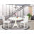 3 Piece Kitchen Table Set for Small Spaces Contains a Round Dining Table with Pedestal and 2 White Faux Leather Padded Chairs, Linen White-1289280043-1289280042-1222778958