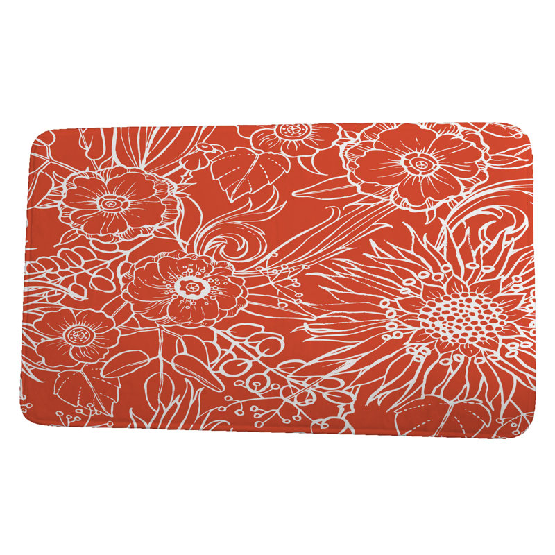 Tapis pour salle de bain Lemos, H 18 po x L 30 po, Rouge-orange