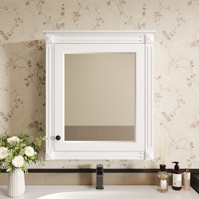 24'' X 27'' Wall Mounted Bathroom Storage Cabinet With Mirror, White