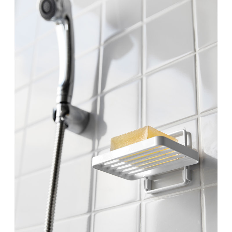 White Stainless Steel Self-Adhesive Soap Tray