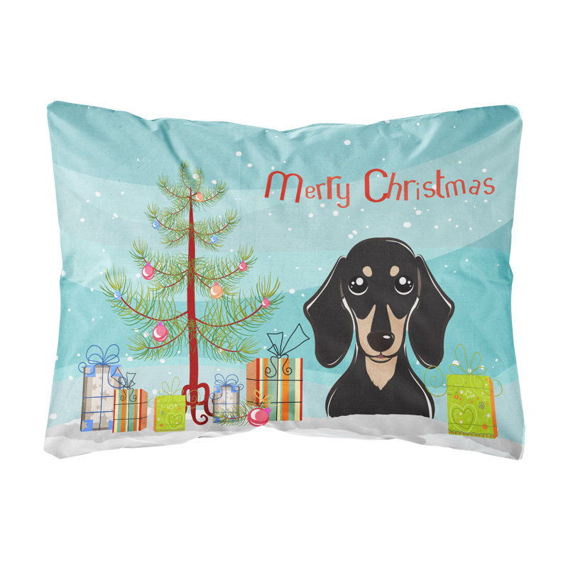  Coussin décoratif intérieur / extérieur Christmas Tree and Smooth Dachshund