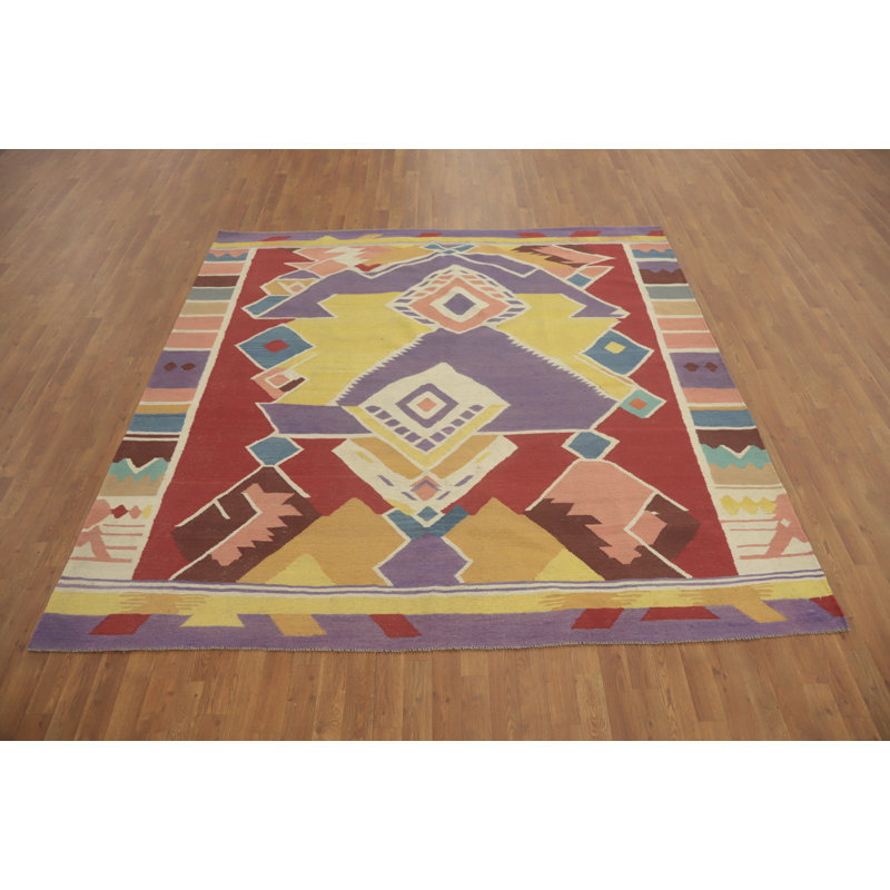 Tapis géométrique kilim carré 8 x 8
