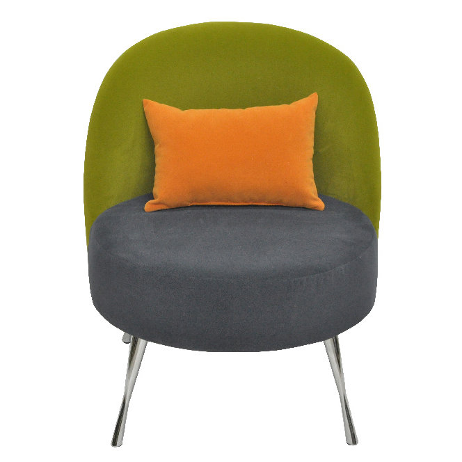Upholstered Accent Chair, Orange, grey and green