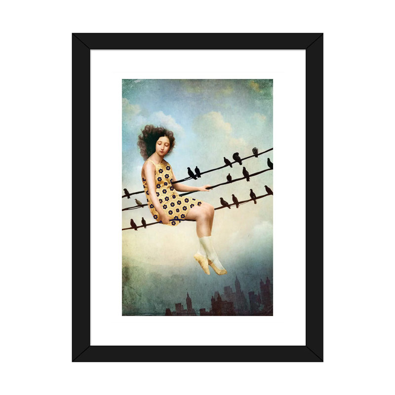 «Hang in There» par Catrin Welz-Stein - impression d'art graphique, H 32 po x l 24 po x P 1 po, Papier encadré noir, Blanc
