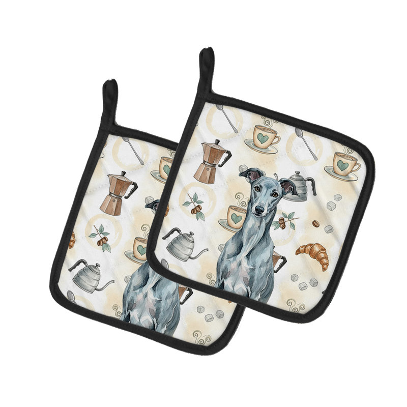 Paire de supports à casseroles Blue Brindle Greyhound Coffee Bar