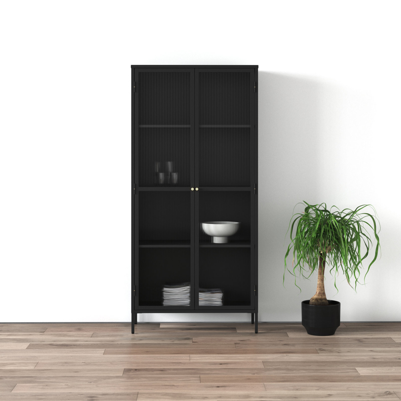 Arnika Fluted Glass Display Stand, Black